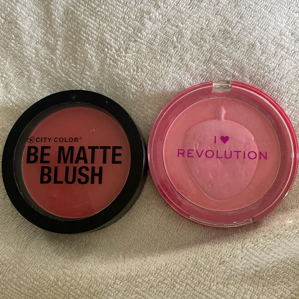 City color blood orange blush (wow it lasts) and Revolution soft